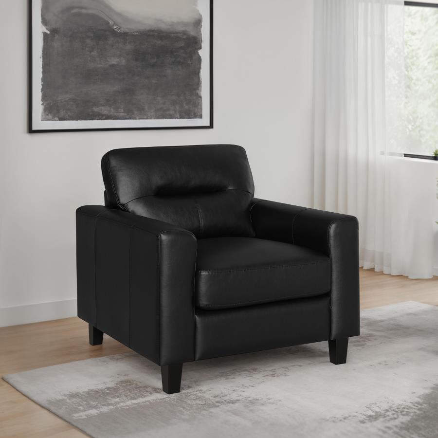 Scotland Faux Leather Upholstered Track Arm Chair By Coaster Furniture | Mobilia Cleopatra 3 Scotland Faux Leather Upholstered Track Arm Chair
