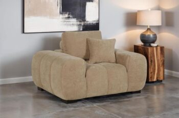 Octavia Upholstered Track Arm Accent Chair Camel Fabric