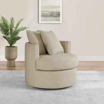 Debbie Upholstered Swivel Accent Chair Camel Fabric