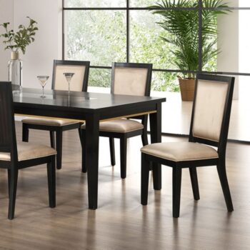 Kenyada Contemporary Espresso Dining Table with Glass Top and Storage Drawers