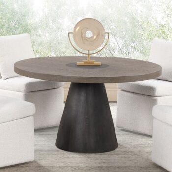 Broager Round Dining Table – Rustic Oak & Dark Walnut Contemporary Design