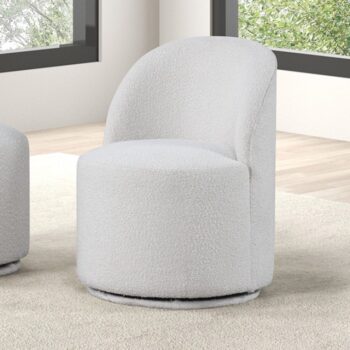 Broager White Dining Swivel Chair – Contemporary Boucle Chair with 360° Rotation