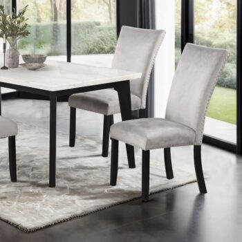 Sabro Contemporary Black & White Rectangular Dining Table – 70" Marble Top