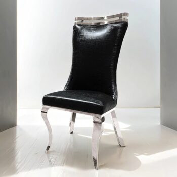 Palazzo Silver Dining Chair – Glamorous Comfort in Black Tiger-Print Upholstery