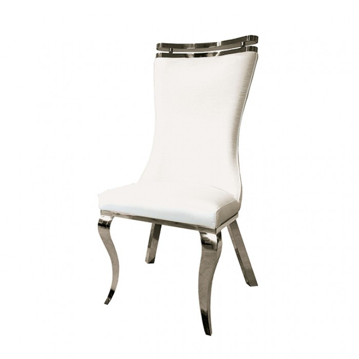 Palazzo White Silver Dining Chair Set Of 2 Modern Glamour By Furniture Of America | Mobilia Cleopatra 3 Palazzo White Silver Dining Chair – Glam Tiger-Print Upholstered Chair