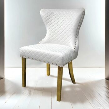 Portanova White Gold Dining Chair – Glam Diamond Upholstered Chair