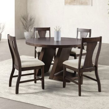 Holsworthy Round Espresso Dining Table – Contemporary Solid Wood Design