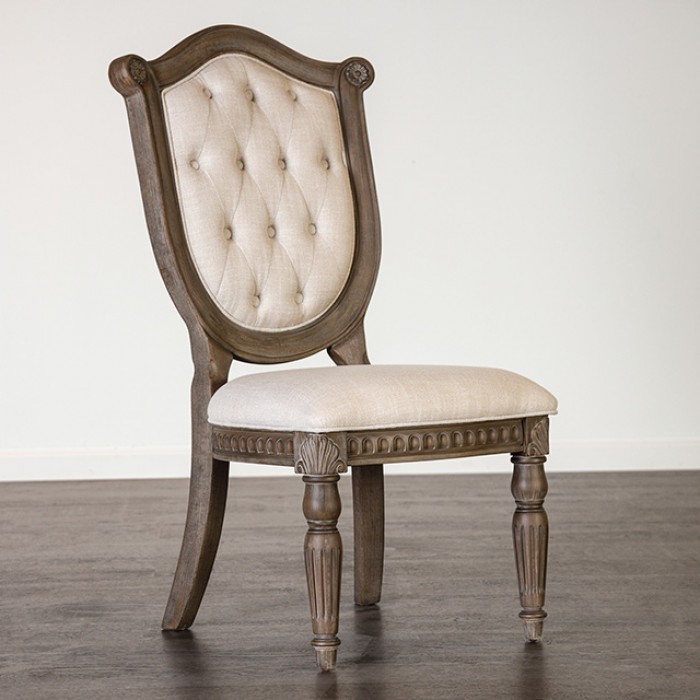 Seven Oaks Side Chair Set Of 2 Classic Elegance By Furniture Of America | Mobilia Cleopatra 3 Seven Oaks Traditional Dining Side Chair – Weathered Oak Elegance