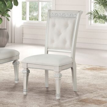 Stella Mia Side Chair FM31000WH-SC-2PK – Traditional Ivory Upholstered Dining Chair