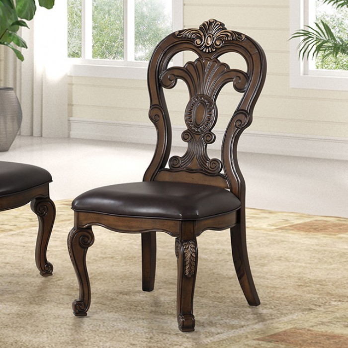 Leovanni Side Chair Set Of 2 Traditional Dark Brown By Furniture Of America | Mobilia Cleopatra 3 Leovanni Traditional Dark Brown Side Chairs – Set of 2