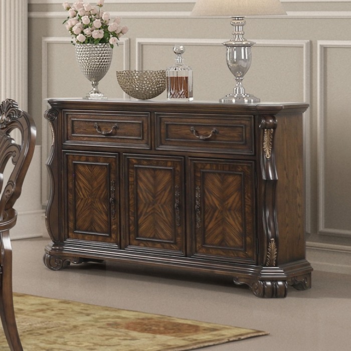 Leovanni Sideboard Fm31003Db-Sv – Traditional Dark Brown By Furniture Of America | Mobilia Cleopatra 3 Leovanni Sideboard FM31003DB-SV – Traditional Dark Brown Dining Storage Cabinet