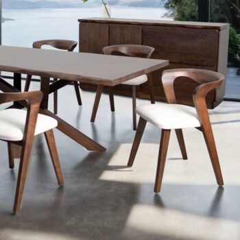 Logstor Dining Table FM30002WN-T – Mid-Century Modern Walnut Dining Table with Hidden Storage