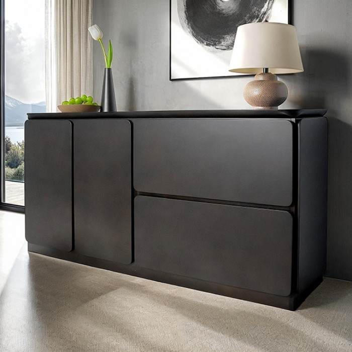 Sargans Sideboard Fm30000Bk-Sv – Mid-Century Modern Black Solid Wood By Furniture Of America | Mobilia Cleopatra 3 Sargans Black Mid-Century Modern Solid Wood Sideboard – 71"