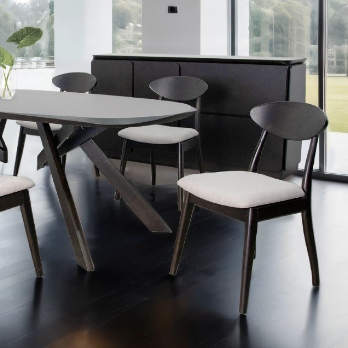 Dining Table Fm30006Bk-Ot Mid-Century Modern Black Wenge Solid Wood Table By Furniture Of America | Mobilia Cleopatra 3 Sargans Black Wenge Mid-Century Modern Solid Wood Dining Table – 82.5"