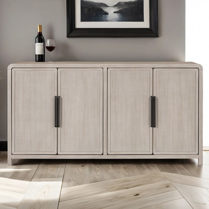 Modern Gray Fog 4 Door Cabinet By Furniture Of America | Mobilia Cleopatra 3 Belize Modern Gray Fog 4-Door Cabinet – Rattan Design