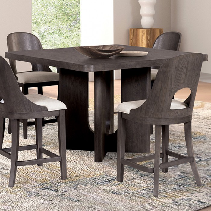 Modern Ash Gray Square Counter Ht. Table By Furniture Of America | Mobilia Cleopatra 3 Sterling West Modern Counter-Height Dining Table – Ash Gray Square 54"