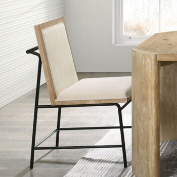 Edenbridge Contemporary Oak & Beige Dining Side Chair – Modern Upholstered Seat