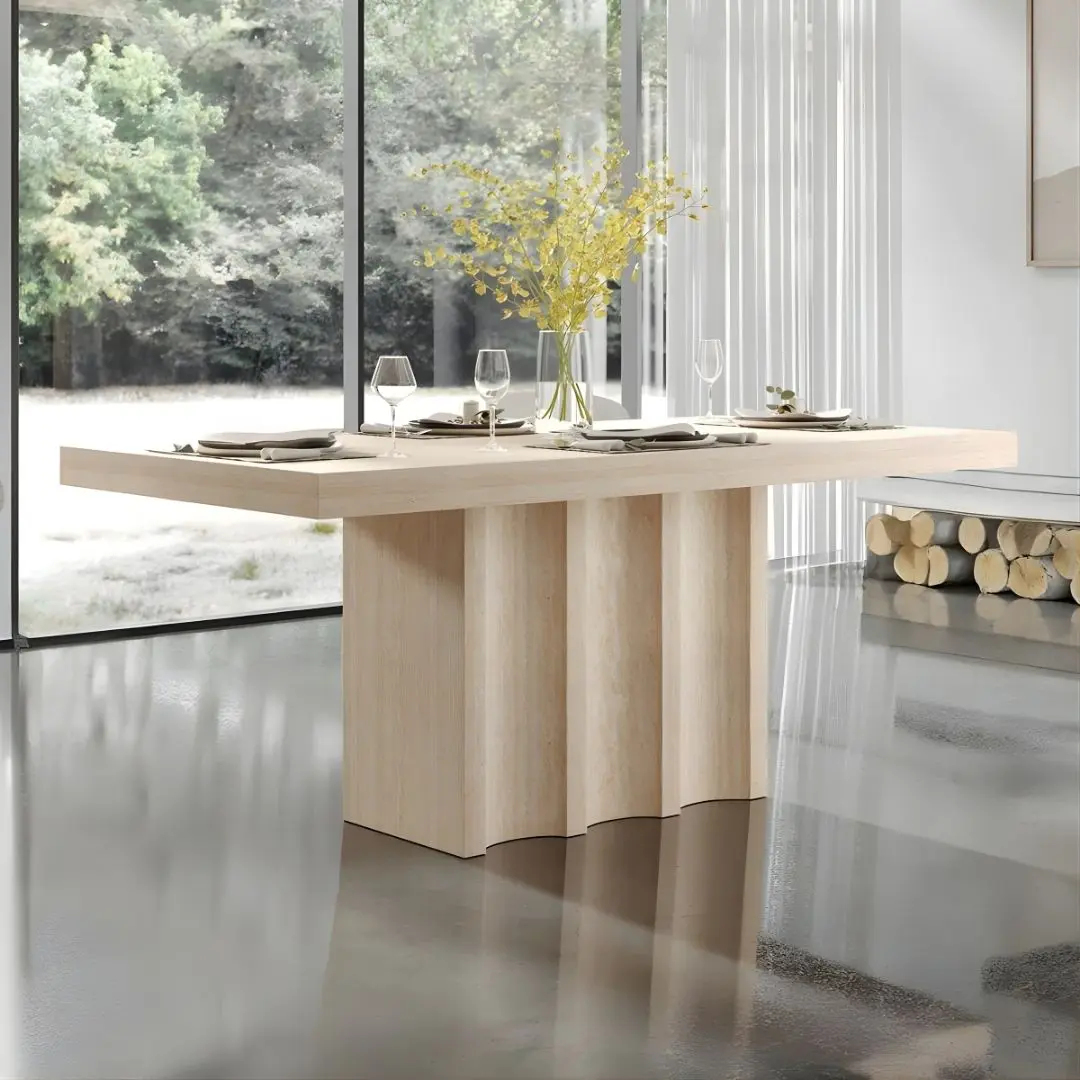 Inca Travertine Stone Dining Table By Acme | Mobilia Cleopatra 3 Inca Travertine Stone Dining Table By ACME - Image 1