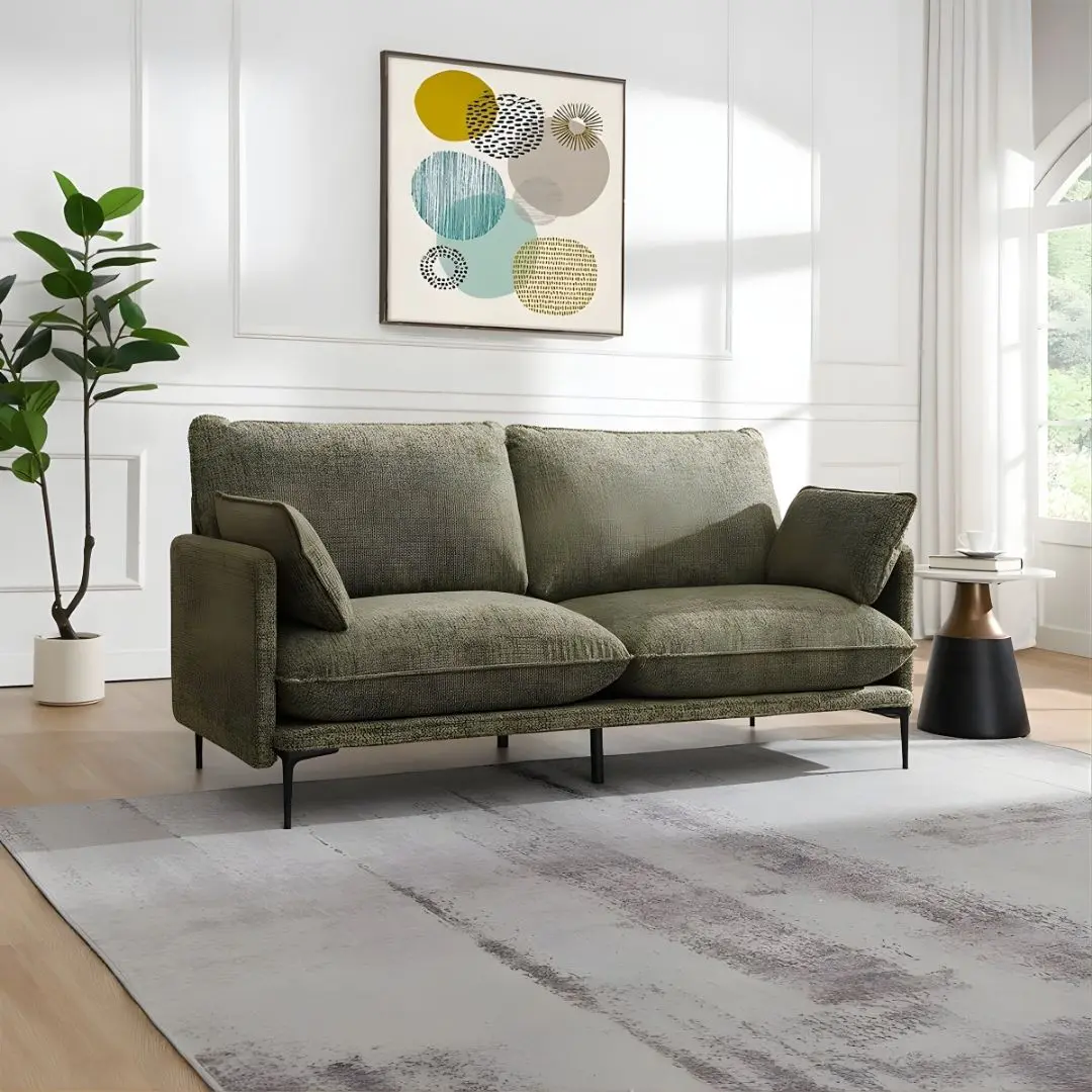 Dalton Sofa With 2 Pillows In Green Fabric Lv05950 By Acme | Mobilia Cleopatra 3 Dalton Sofa with 2 Pillows in Green Fabric LV05950 By ACME - Image 1
