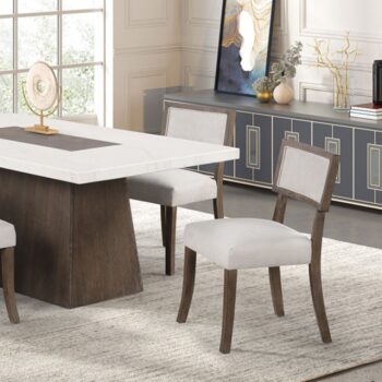 Grasten Contemporary Marble Dining Room Table – Dark Walnut Finish
