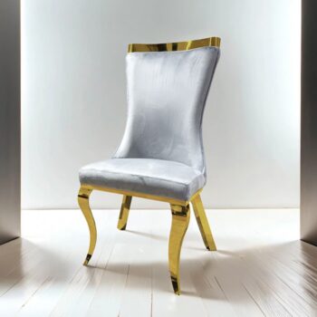 Basilicata Gray Velvet Glam Dining Chair with Gold Legs (Set of 2)