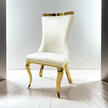 Basilicata White Velvet Glam Dining Chair with Gold Legs (Set of 2)