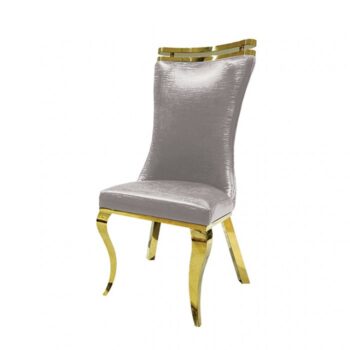 Palazzo Silver Glam Dining Chair with Gold Saber Legs – Tiger Print (Set of 2)