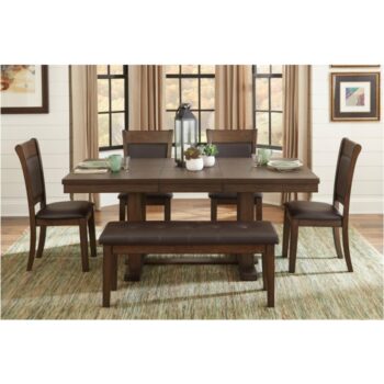 Wieland 6pc Dinning Set In Light Rustic Brown Finish