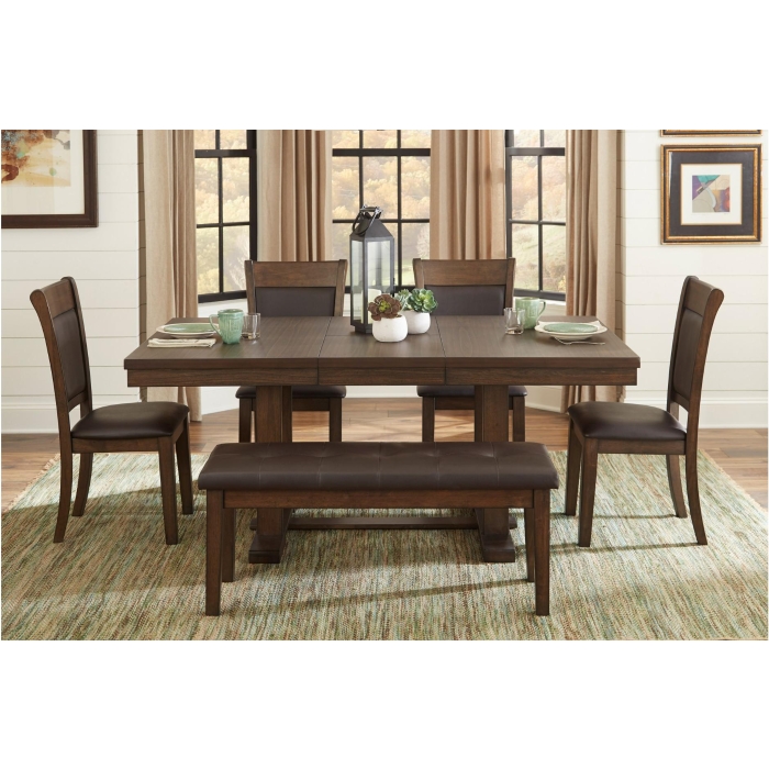Wieland 6Pc Dinning Set In Rustic Brown Finish By Homelegence | Mobilia Cleopatra 3 Wieland 6pc Dinning Set In Light Rustic Brown Finish