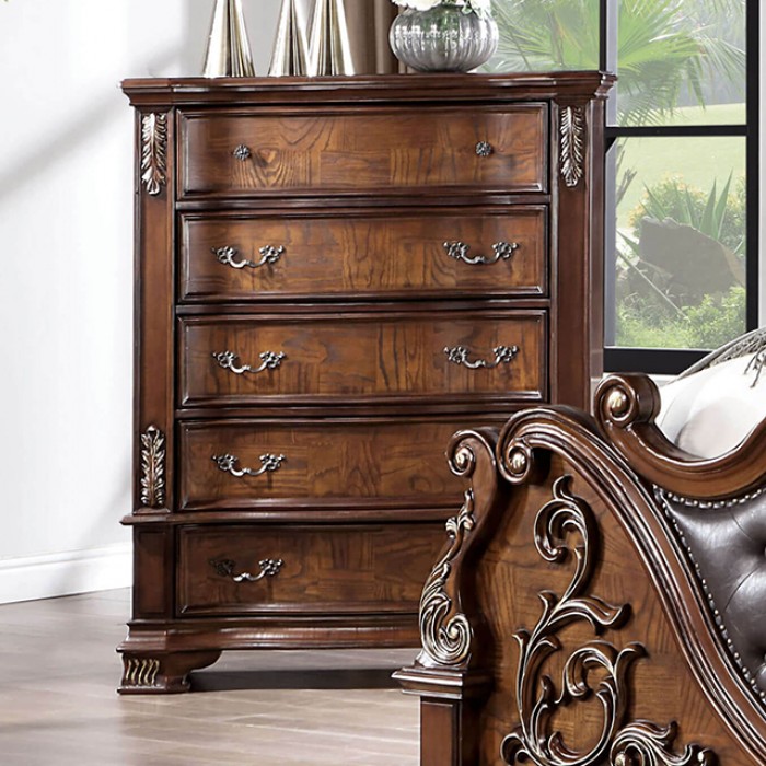 Esparanza Chest Traditional Brown Cherry By Furniture Of America | Mobilia Cleopatra 3 Esparanza Chest in Brown Cherry – Traditional Luxury Bedroom Storage