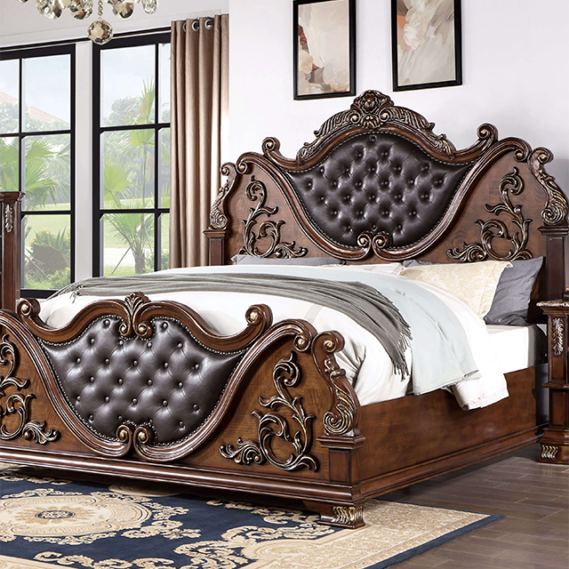 Esparanza Bed Traditional Brown Cherry By Furniture Of America | Mobilia Cleopatra 3 Esparanza Traditional Bed in Brown Cherry – Queen, King, Cal King