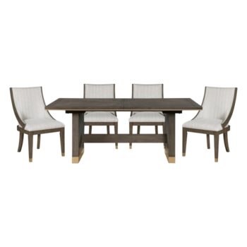 Griffin 5pc Dinning Set in Brown Finish with Gold Tipping