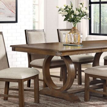 Monclova Dining Table Rustic Oak/Beige Transitional by Furniture of America