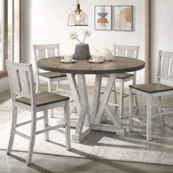 Dakota Counter Ht. Table Rustic Antique White/Ash Brown by Furniture of America