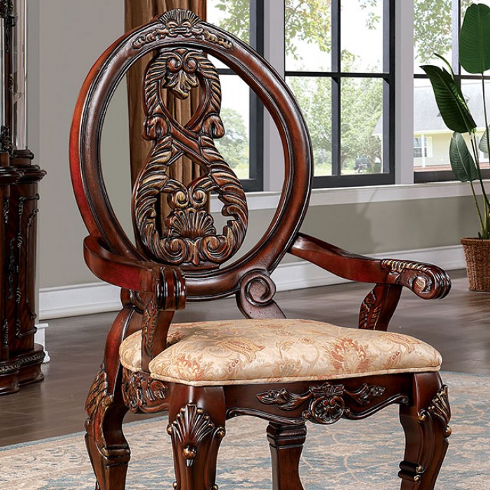 Normandy Arm Chair Traditional Brown Set Of 2 By Furniture Of America | Mobilia Cleopatra 3 Normandy Arm Chair Traditional Brown Set of 2 by Furniture of America - Image 1