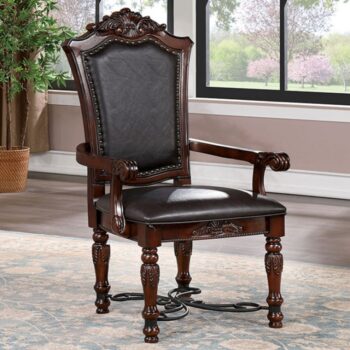 Picardy Arm Chair Traditional Brown Set of 2 by Furniture of America