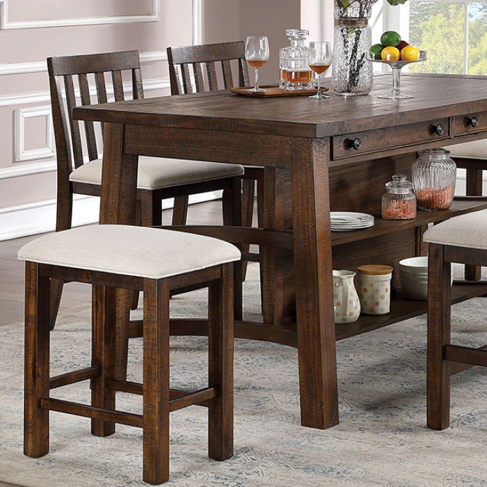 Fredonia Counter Ht. Table Transitional Rustic Oak By Furniture Of America | Mobilia Cleopatra 3 Fredonia Counter Ht. Table Transitional Rustic Oak by Furniture of America - Image 1