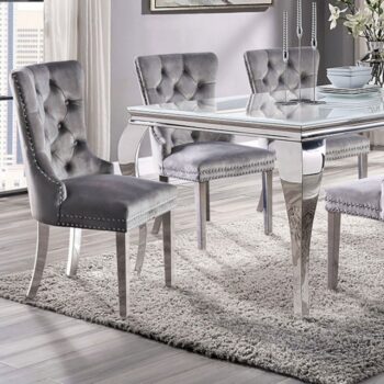 Neuveville Dining Table Glam White/Chrome by Furniture of America