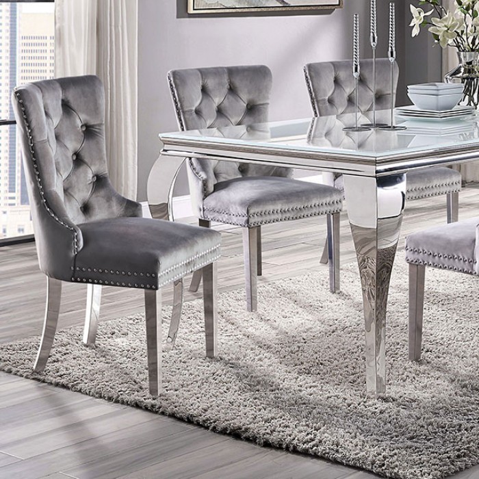 Neuveville Dining Table Glam White/Chrome By Furniture Of America | Mobilia Cleopatra 3 Neuveville Dining Table Glam White/Chrome by Furniture of America - Image 1