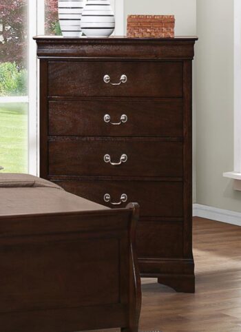 Louis Philippe 5-drawer Chest with Silver Bails Cappuccino 202415 by Coaster Furniture.