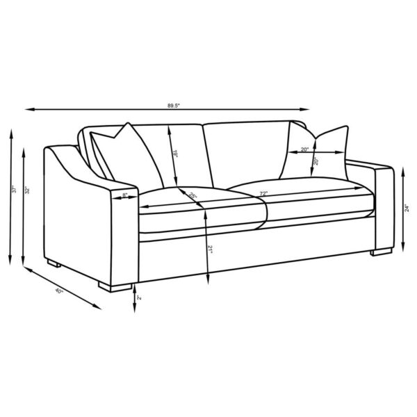 Ashlyn Upholstered Sloped Arms Sofa White 509891 by Coaster Furniture - Image 7