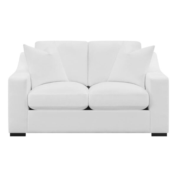 Ashlyn Upholstered Sloped Arms Loveseat White 509892 by Coaster Furniture - Image 3