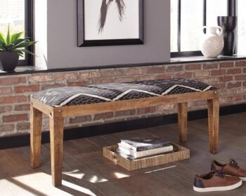 Serene Rectangular Upholstered Bench Natural and Navy 910177 by Coaster Furniture