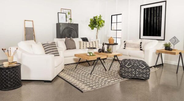 Ashlyn Upholstered Sloped Arms Chair White 509893 by Coaster Furniture - Image 3