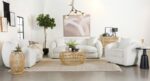 Isabella Upholstered Tight Back Chair White 509873 by Coaster Furniture - Image 2