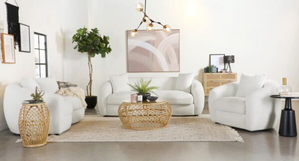 Isabella Upholstered Tight Back Chair White 509873 by Coaster Furniture - Image 2