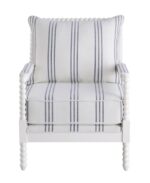 Upholstered Accent Chair with Spindle Accent White and Navy 903835 by Coaster Furniture - Image 3