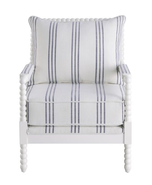 Upholstered Accent Chair with Spindle Accent White and Navy 903835 by Coaster Furniture - Image 3