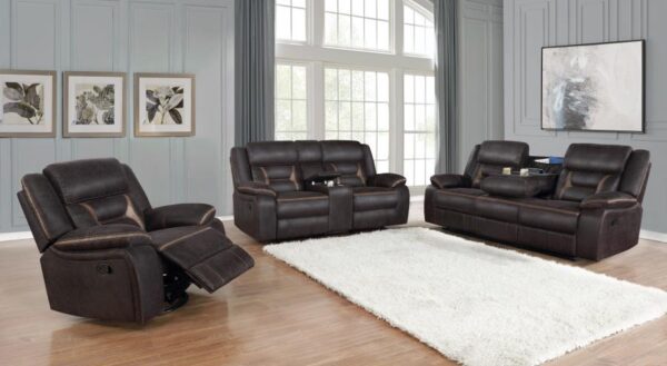 Greer Upholstered Tufted Back Motion Sofa 651354 by Coaster Furniture - Image 7
