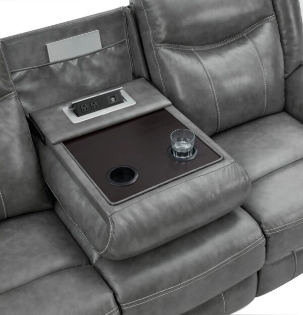 Conrad Upholstered Motion Sofa Cool Grey 650354 by Coaster Furniture - Image 7